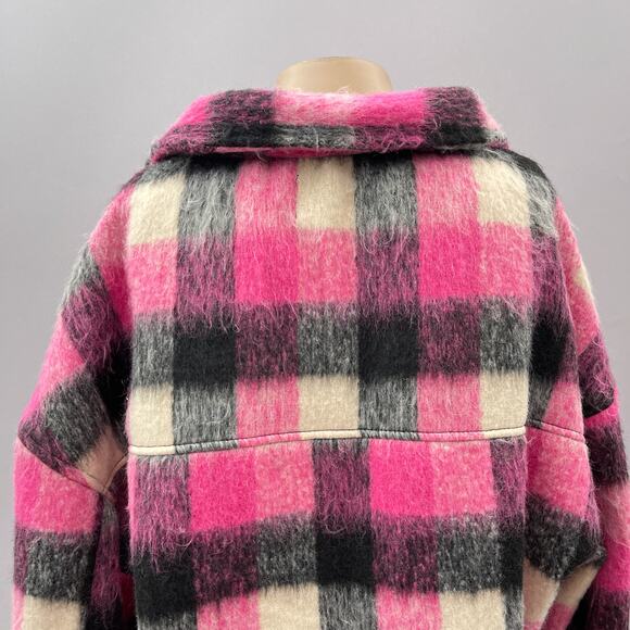 Vigoss Plaid Crop Shacket Jacket Pink Multi Women's Size Medium - Picture 8 of 15